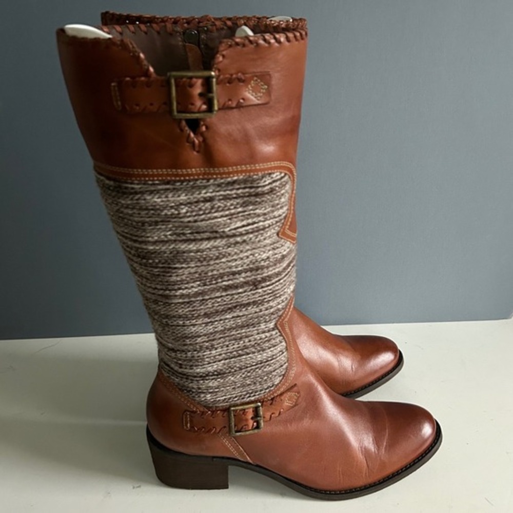 Anthropologie Fortress of Inca Boots Size 8 Western Leather Woven Patchwork Peru - Picture 2 of 12